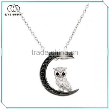 Hot seller owl design silver necklace 925 sterling