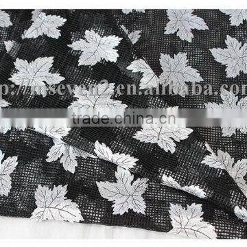 2016 Most Fancy Design Silver Maple Leaf Shape Laser PU Embroidery Lace Fabric photo-3