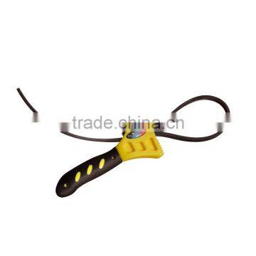 6" plastic yellow multipurpose adjustable spanner wrench with rubber strap with custom logo