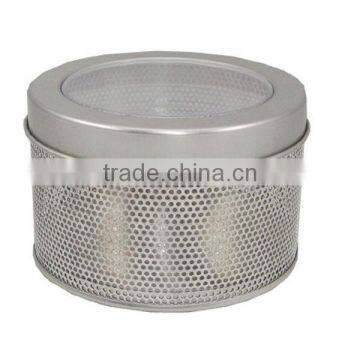 round metal tin round clear lid