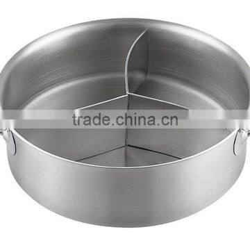 Two Handle Cooking Pot With Three Compartments With Lid