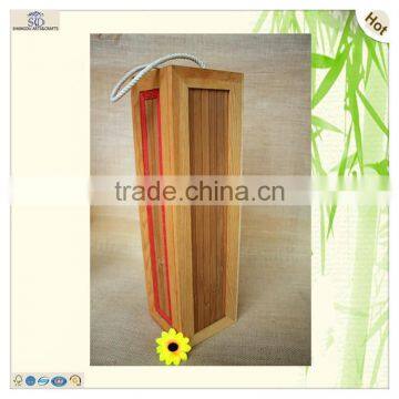Handmade Eco-friendly Bamboo Pine Made Wine Suitcase Box photo-3