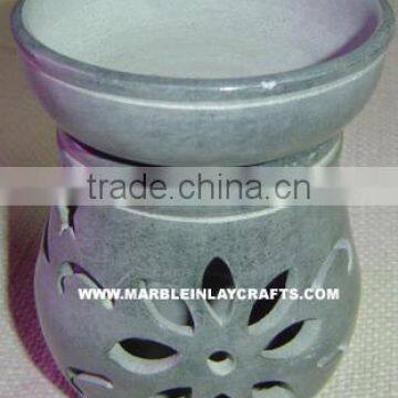 Grey Soapstone Aroma Oil Burner , Aroma Fragrance Oil Diffuser