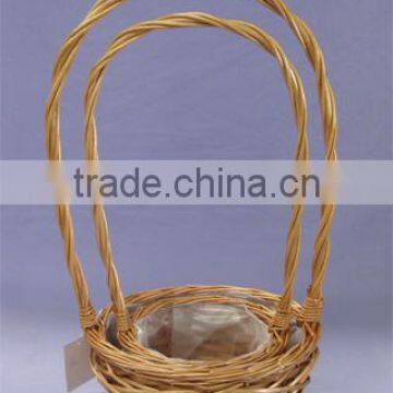 Bowl Shape Willow Basket with Handle for Flowers