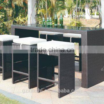 Outdoor furniture wholesale popular PE rattan/wicker bar table and chairs dining set