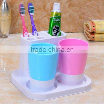 plastic tooth brush holder with 2 cups/ lovers gargle cups