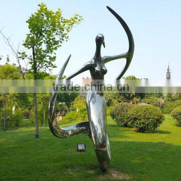 Stainless steel modern woman sculpture dancing outdoor garden decor