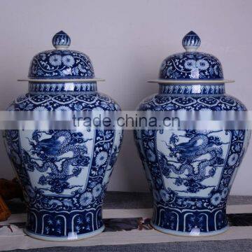 Customized Blue and White Porcelain Hand Painted Dragon Temple Ginger Jars photo-5