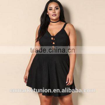 2017 Hot Sale Plus Size Deep V-neck Sexy Dress Clothing for Fat Women