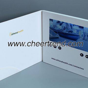 2017 Fashion Paper Business Card 7 Inches Lcd Video Brochure 210*210 mm Video Greeting Card With 1000 Mah photo-2