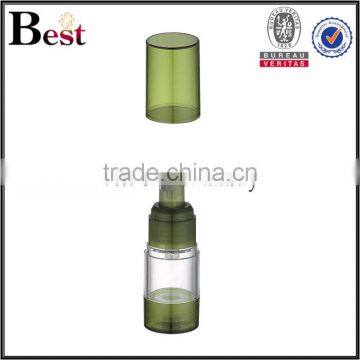 China Fancy Different Size Green Top Bottom Clear Body Airless Plastic Bottle Pump for Cosmetic Lotion Cream Serum photo-2