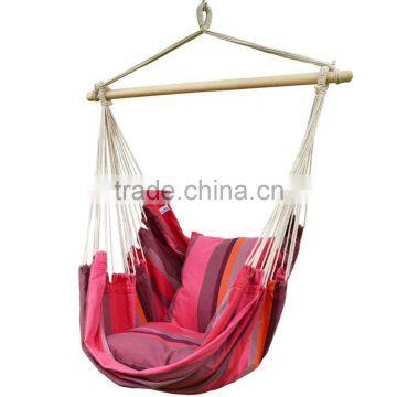 Pink Stripe Polyester Hanging Hammock Chair with Cushion