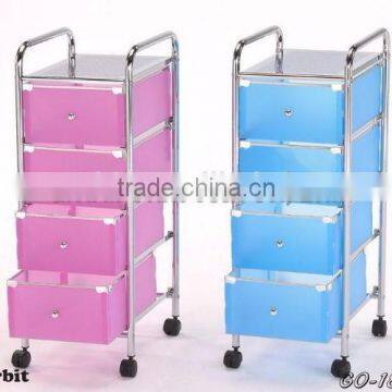 Colorful 4 Tier Plastic Storage Trolley With Drawers, Space Saving Storage Cabinet photo-2