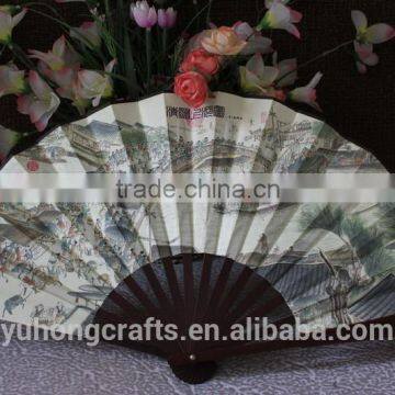 Elegant and High Quality Bamboo Silk Fan for Advertising photo-3