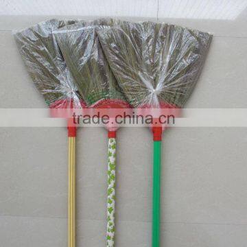 grass broom with PVC coated wood stick