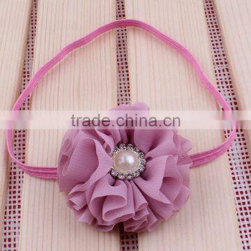 Chiffon Flower Headband With Pearl Center for Kids Hair Accessories photo-6