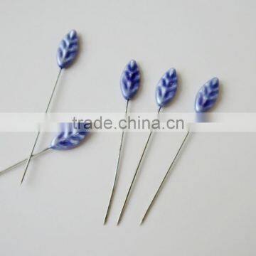 55mm charming leaf shaped plastic head Long sewing pin for binding