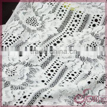 White flower design jacquard cotton nylon warp knitting fabric cotton lace fabric for dress