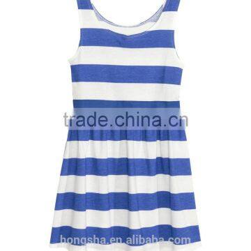 2016 Fashion Children Little Gilrs Cotton Jersey Stripe Print Dress HSD8073 photo-2