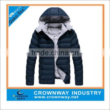 fashion light hooded shiny down jacket for men