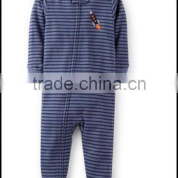 TinaLuLing Brand New Boys rocket striped baby zipper footed pajamas 100% cotton