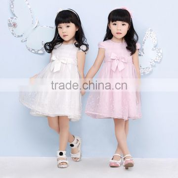 2015 new model pink and white flower girl dress