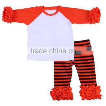 2017 boys and girls icing ruffle raglan outfits wholesale kids clothing ruffle pants sets