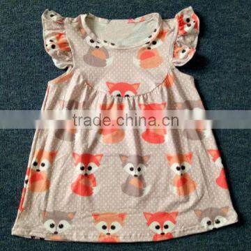 latest cute fox printed children dresses remake new style fashion girl frock design in summer