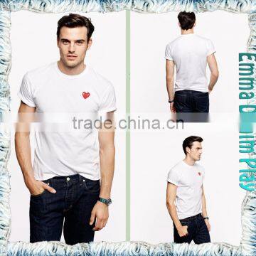 Soild White Heart Embroidery 0-Neck T Shirts for Man photo-5