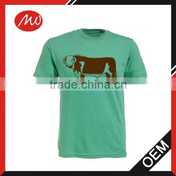 Men's basic cattle printed cotton loose sports t-shirt with high quality