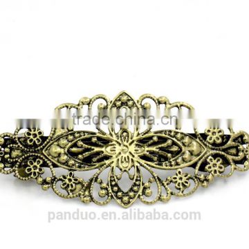 Woman Antique Bronze Flower French Hair Barrette Clips Accessories