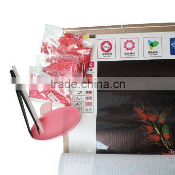Red Flower Pattern Embroidery Diamond &Rhinestone Painting Wall Hangings Chinese Cross Stitch Set photo-2