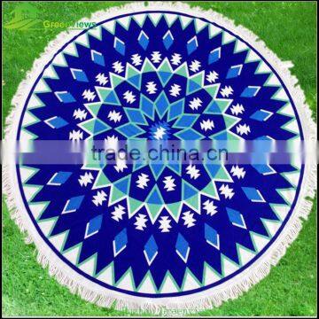 Printed round beach towel in china with tassels round turkish towel