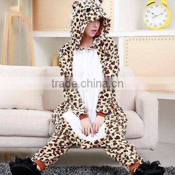 wholesale onesie with drop seat leopard print adult kids animal pajamas