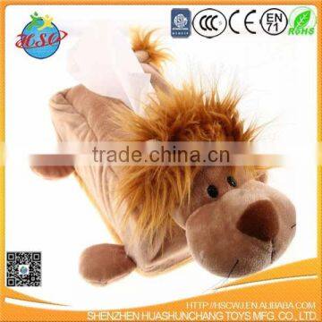 custom plush animal tissue box hot sell plush lion tissue box