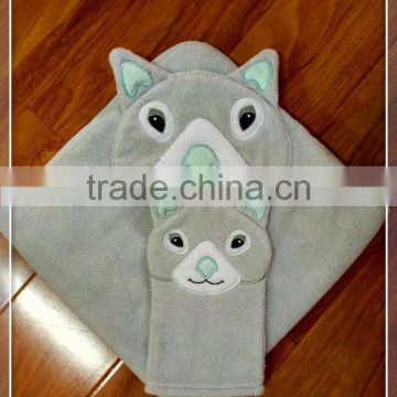 A grade AZO free cotton lovely animal hooded baby/kids bath towel poncho