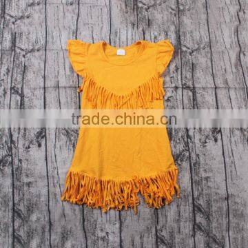 Yawoo 2017 mustard yellow tassels designs summer dress one piece teenage girls party dresses