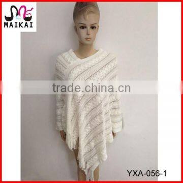 New design mexican fashion knit acrylic ladies poncho