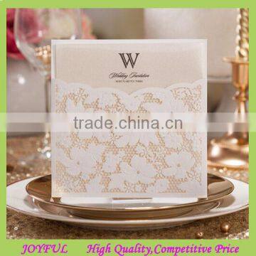 White Lace flower wedding invitation card with laser cut cover