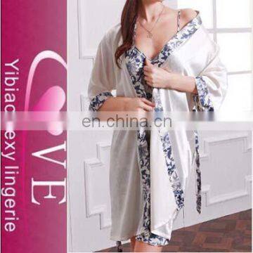 Women's adult Silk Robe Dress + G String sexy silk lingerie