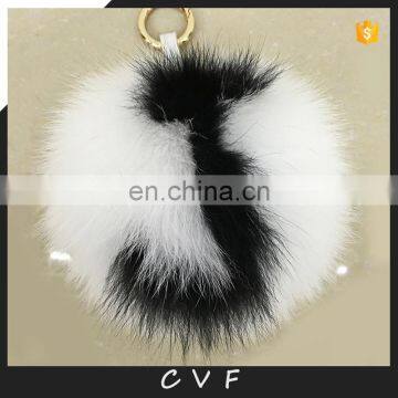 Jumbo genuine fox fur pom pom alphabet keychain luxury fur bag charm