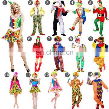 In stock Christmas adult and kids clown costume