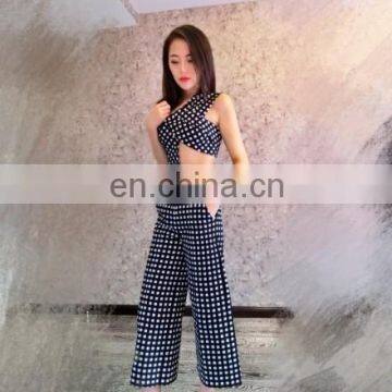 2015 New Fashion Women Irregular Elegant Check Patern Two Piece Set photo-6