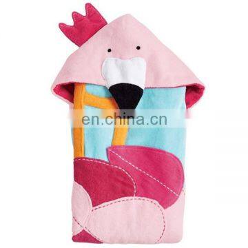 New Baby Gift Towel Custom OEM Pretty Pink Flamingo 100% Bamboo Baby Bath Hooded Towel