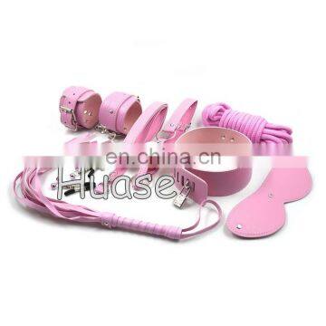 Sex Adult Bondage Toy Set 7pc Bondage Love Kit Blindfold, Collar, Wrist Restraints, Ball Gag, Whip, Nipple Clamps& Cotton Rope photo-2