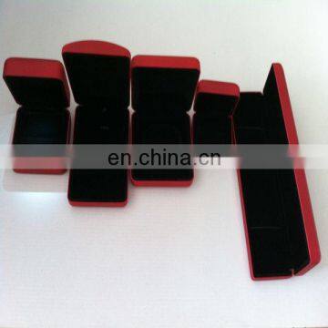 Black velvet metal jewelry box red color