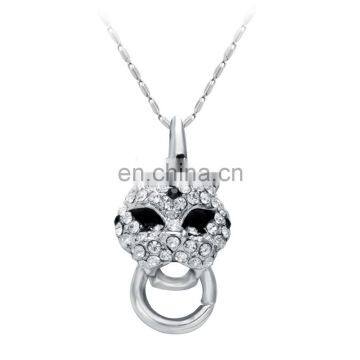 Fashionable New Top Quality Rhinestone Cute Tiger Pendant Simple Slivery Chain Latest Design Necklace