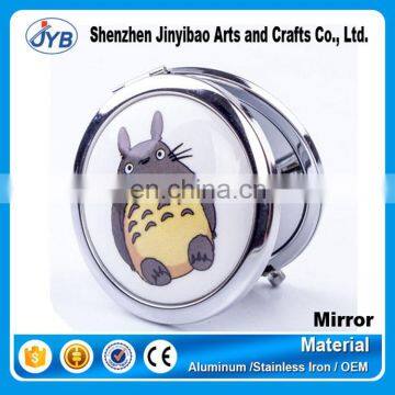 fashion cute carton logo metal cosmetic mirror, compact pocket mirror wholesale