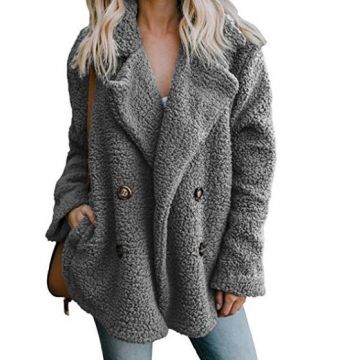 Plush Coat Lady Button Jacket Coats Ladies Warm Coats