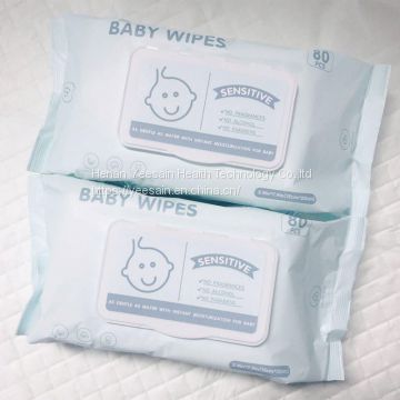 private label 80pcs package or customize non-woven spunlace wet wipes tissue for baby care